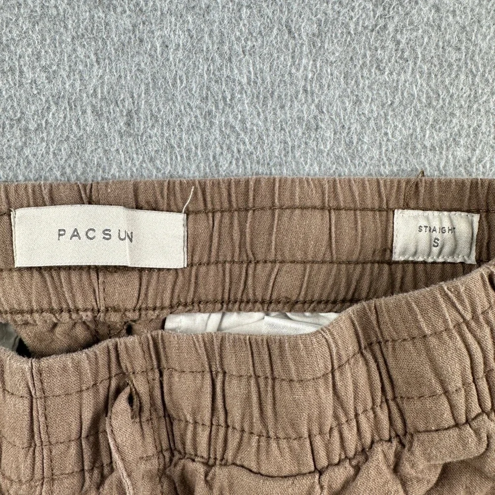 PacSun Pants Men Small Brown Straight Linen Blend Drawstring 133SP256120 Casual